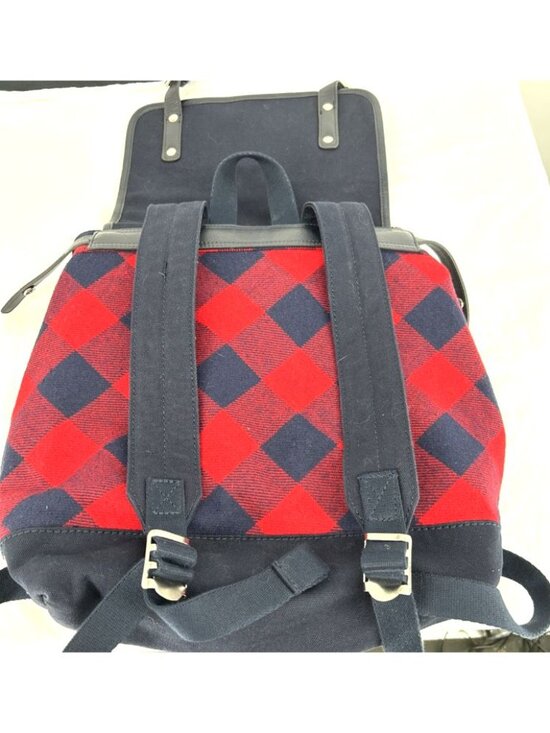 Land\'s End Wool Blend Buffalo Checked Red Bag With Backpack Straps main image 6